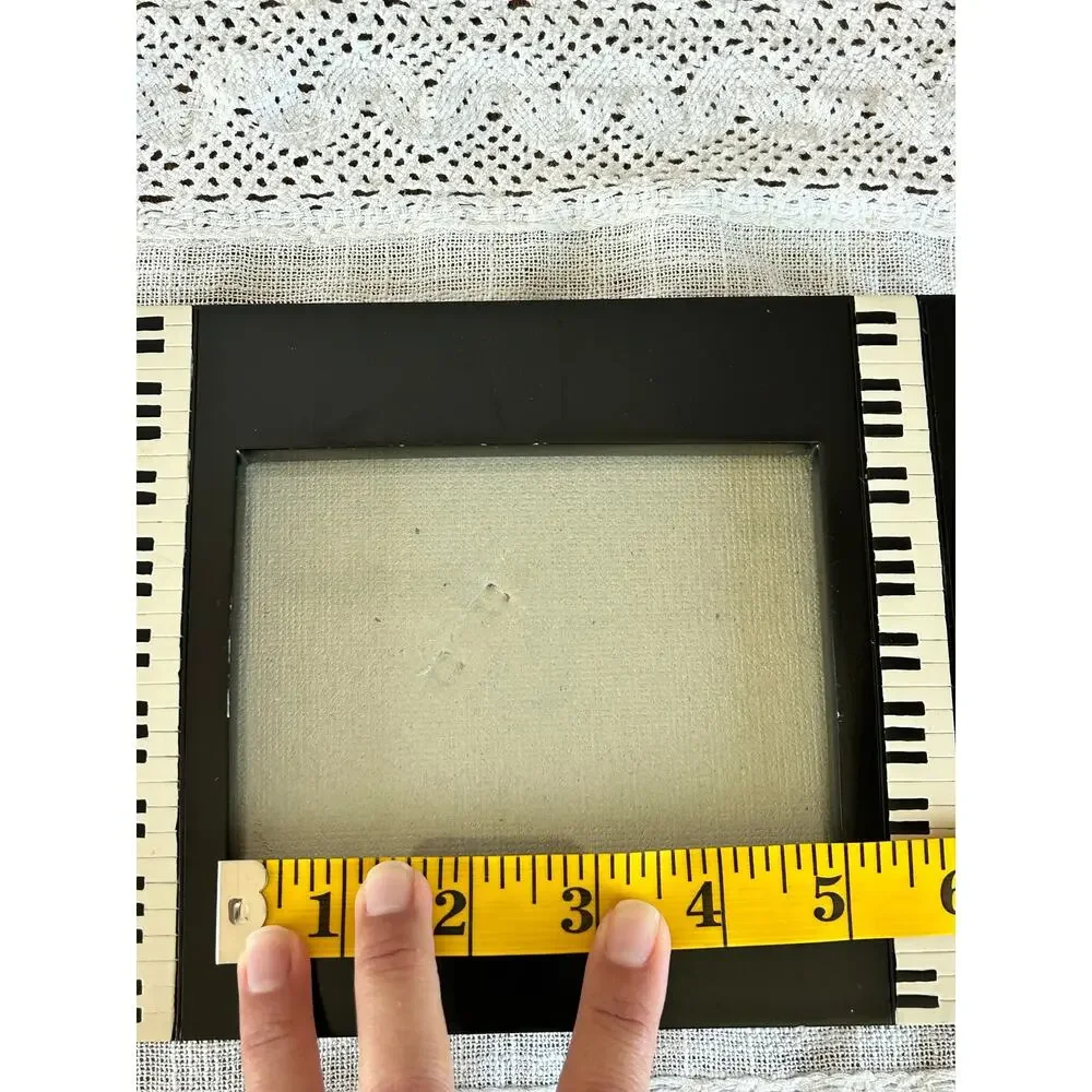 Vintage Black Lacquer Piano Keys Picture Frame